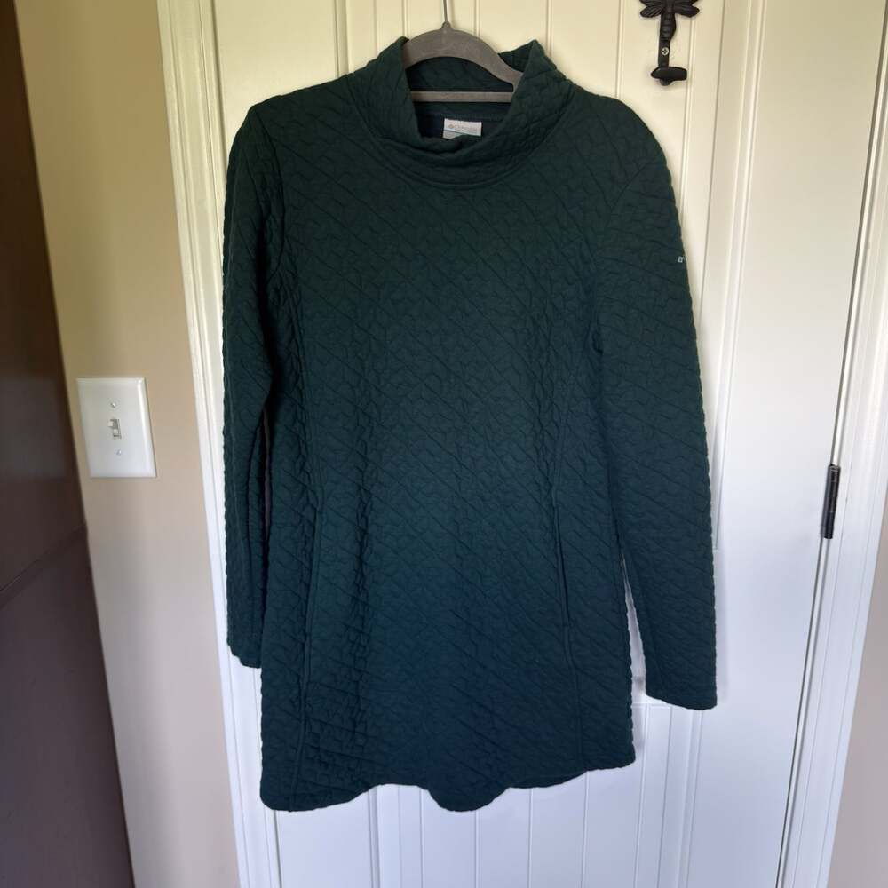Columbia Women's Medium Quilted Cowl Neck Pullover Tunic Green Longsleeve